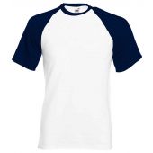 Fruit of the Loom Contrast Baseball T-Shirt - White/Deep Navy Size S