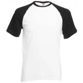 Fruit of the Loom Contrast Baseball T-Shirt - White/Black Size 3XL