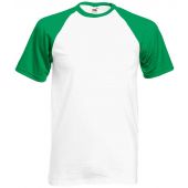 Fruit of the Loom Contrast Baseball T-Shirt - White/Kelly Green Size S