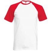 Fruit of the Loom Contrast Baseball T-Shirt - White/Red Size 3XL