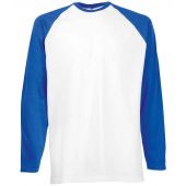 Fruit of the Loom Contrast Long Sleeve Baseball T-Shirt - White/Royal Blue Size 3XL