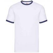 Fruit of the Loom Contrast Ringer T-Shirt - White/Navy Size 3XL