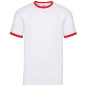 Fruit of the Loom Contrast Ringer T-Shirt - White/Red Size 3XL