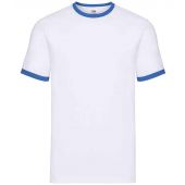 Fruit of the Loom Contrast Ringer T-Shirt - White/Royal Blue Size 3XL