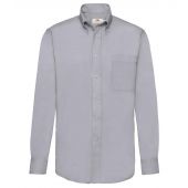 Fruit of the Loom Long Sleeve Oxford Shirt - Grey Size 3XL