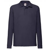 Fruit of the Loom Kids Long Sleeve Poly/Cotton Piqué Polo Shirt - Deep Navy Size 14-15
