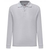 Fruit of the Loom Kids Long Sleeve Poly/Cotton Piqué Polo Shirt - Heather Grey Size 14-15