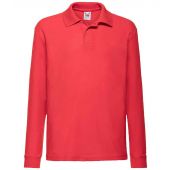 Fruit of the Loom Kids Long Sleeve Poly/Cotton Piqué Polo Shirt - Red Size 14-15