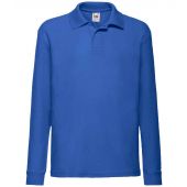 Fruit of the Loom Kids Long Sleeve Poly/Cotton Piqué Polo Shirt - Royal Blue Size 14-15