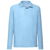 Fruit of the Loom Kids Long Sleeve Poly/Cotton Piqué Polo Shirt - Sky Blue Size 14-15