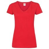 Fruit of the Loom Lady Fit Value V Neck T-Shirt - Red Size XXL