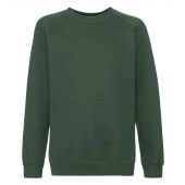Fruit of the Loom Kids Premium Raglan Sweatshirt - Bottle Green Size 14-15