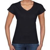 Gildan Ladies SoftStyle® V Neck T-Shirt - Black Size XXL