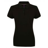Henbury Ladies Modern Fit Cotton Piqué Polo Shirt - Black Size XXL