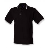 Henbury Contrast Double Tipped Cotton Piqué Polo Shirt - Black/White Size XXL