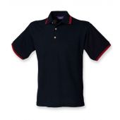 Henbury Contrast Double Tipped Cotton Piqué Polo Shirt - Navy/Red Size XXL