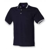 Henbury Contrast Double Tipped Cotton Piqué Polo Shirt - Navy/White Size XXL