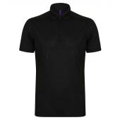Henbury Slim Fit Stretch Microfine Piqué Polo Shirt - Black Size 3XL