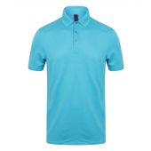 Henbury Slim Fit Stretch Microfine Piqué Polo Shirt - Turquoise Blue Size XXL