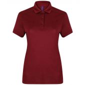Henbury Ladies Slim Fit Stretch Microfine Piqué Polo Shirt - Burgundy Size XXL