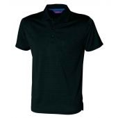 Henbury Coolplus® Textured Stripe Piqué Polo Shirt - Black Size XXL