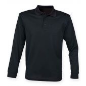 Henbury Unisex Long Sleeve Coolplus® Piqué Polo Shirt - Black Size 4XL
