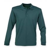 Henbury Unisex Long Sleeve Coolplus® Piqué Polo Shirt - Bottle Green Size 3XL