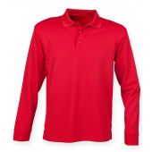 Henbury Unisex Long Sleeve Coolplus® Piqué Polo Shirt - Classic Red Size 4XL
