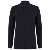 Henbury Unisex Long Sleeve Coolplus® Piqué Polo Shirt - Navy Size 4XL