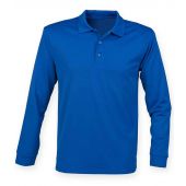 Henbury Unisex Long Sleeve Coolplus® Piqué Polo Shirt - Royal Blue Size 4XL