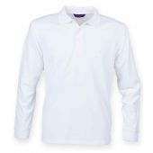 Henbury Unisex Long Sleeve Coolplus® Piqué Polo Shirt - White Size 4XL