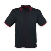 Henbury Coolplus® Tipped Polo Shirt - Black/Red Size 3XL