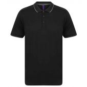 Henbury HiCool® Tipped Polo Shirt - Black/Charcoal Size 4XL