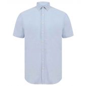 Henbury Modern Short Sleeve Slim Fit Oxford Shirt - Blue Size XXL