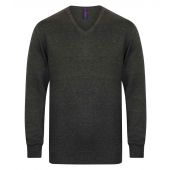 Henbury Lightweight Cotton Acrylic V Neck Sweater - Grey Marl Size 4XL