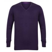 Henbury Lightweight Cotton Acrylic V Neck Sweater - Purple Size 4XL