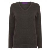 Henbury Ladies Lightweight Cotton Acrylic V Neck Sweater - Grey Marl Size 4XL