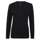 Henbury Ladies Lightweight Cotton Acrylic V Neck Sweater - Navy Size 4XL