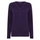 Henbury Ladies Lightweight Cotton Acrylic V Neck Sweater - Purple Size 4XL