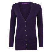 Henbury Ladies Cotton Acrylic V Neck Cardigan - Purple Size 4XL