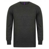 Henbury Lightweight Cotton Acrylic Crew Neck Sweater - Grey Marl Size 4XL