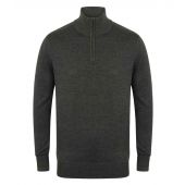 Henbury Zip Neck Sweater - Grey Marl Size 4XL