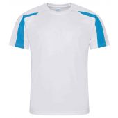 AWDis Cool Contrast Wicking T-Shirt - Arctic White/Sapphire Blue Size S