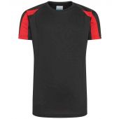 AWDis Kids Cool Contrast T-Shirt - Jet Black/Fire Red Size 12-13