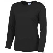 AWDis Ladies Cool Long Sleeve T-Shirt - Jet Black Size XL