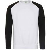 AWDis Baseball Sweatshirt - Arctic White/Jet Black Size XXL