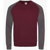 AWDis Baseball Sweatshirt - Burgundy/Charcoal Size XXL