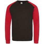 AWDis Baseball Sweatshirt - Jet Black/Fire Red Size XXL