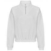 AWDis Ladies Cropped 1/4 Zip Sweatshirt - Arctic White Size XL