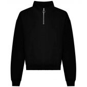 AWDis Ladies Cropped 1/4 Zip Sweatshirt - Deep Black Size XL